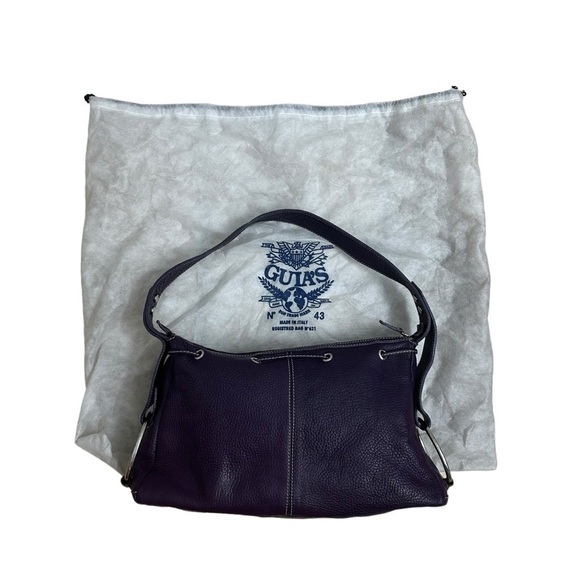 Guia’s Shoulder Bag Purse Purple Leather Made in Italy Bow Casual Dainty Large - Picture 2 of 8